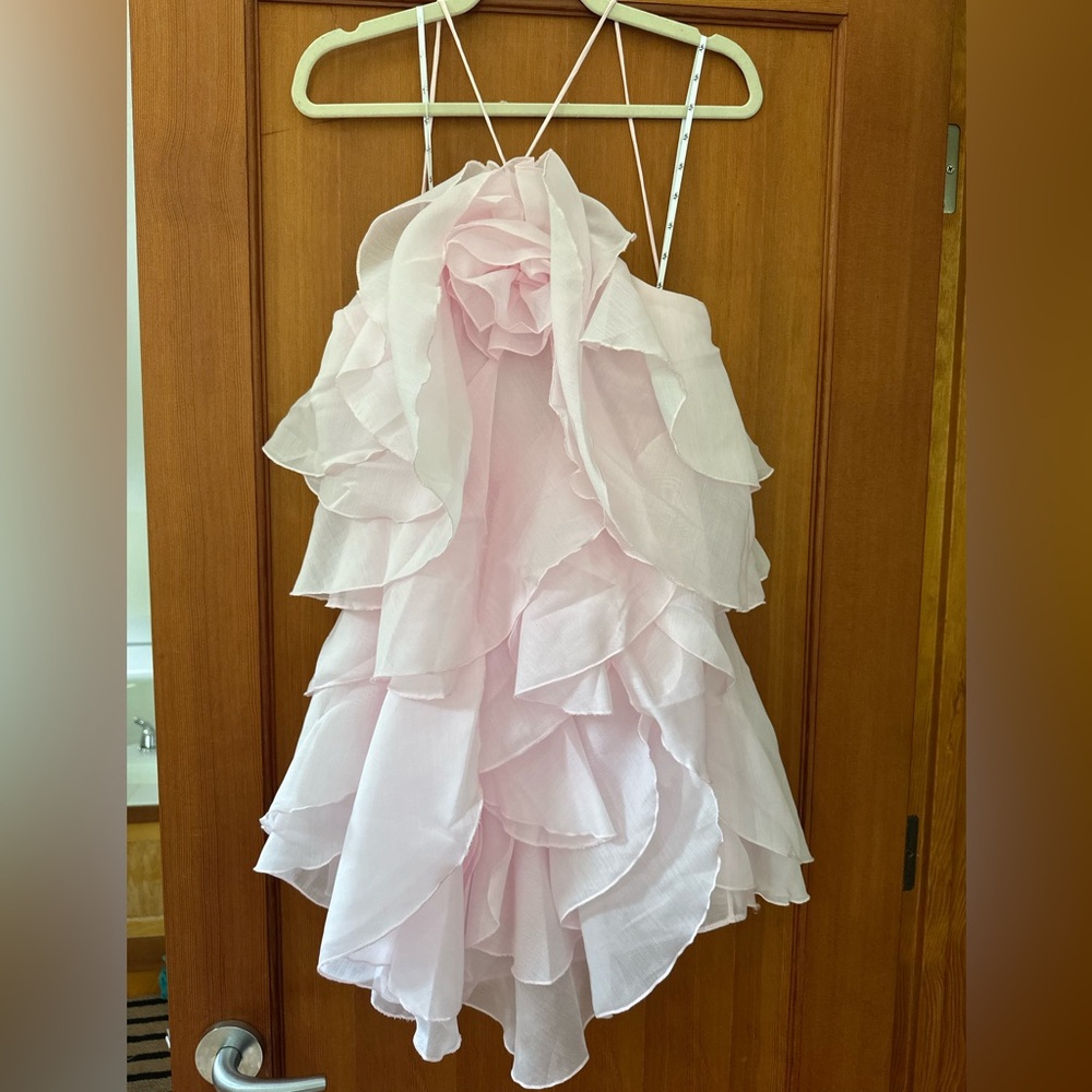 Aje Pandorea Layered Mini Dress Pastel Pink Size US 4